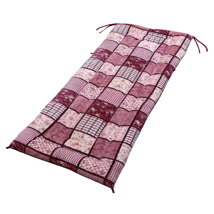 パッチワーク調あったか ごろ寝長座布団 2枚組 /カラー:ワイン お昼寝 ソファ クッション ワイド&ロング 男性にもおすすめ ループ&ひも付き 【送料込み】 #4589978836331 flife