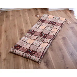 パッチワーク調あったか ごろ寝長座布団 2枚組 /カラー:ブラウン お昼寝 ソファ クッション ワイド&ロング 男性にもおすすめ ループ&ひも付き 【送料込み】 #4589978836348 flife