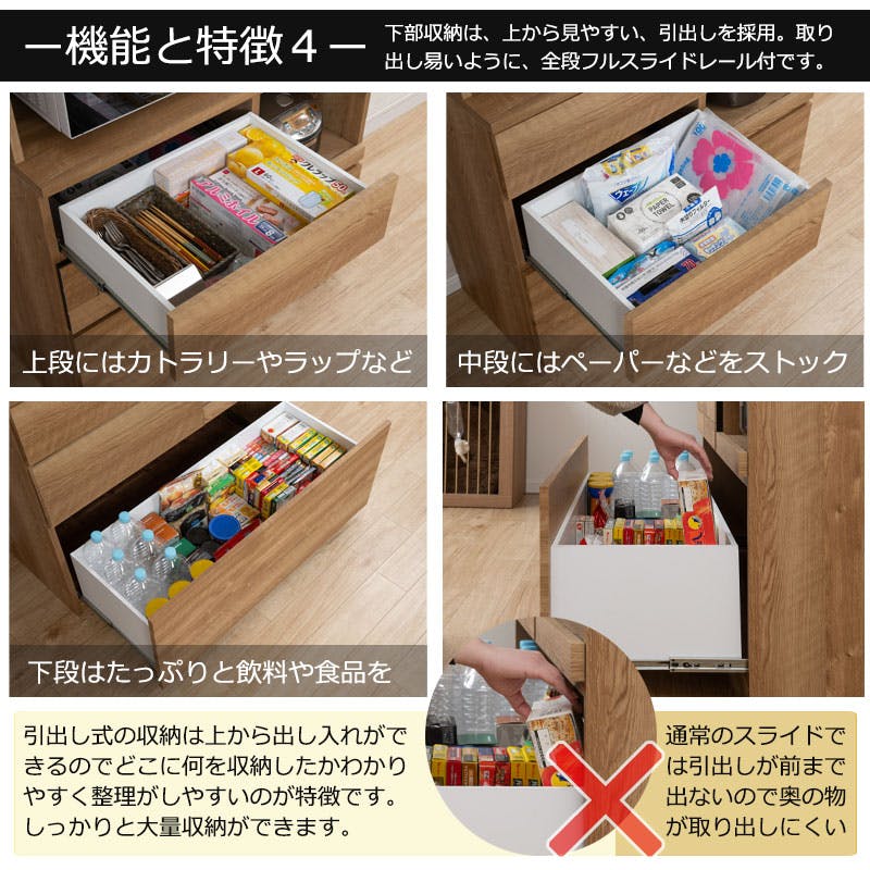 DAIYA】キッチンボード 開梱設置配送付き 幅104.5cm 日本製 完成品