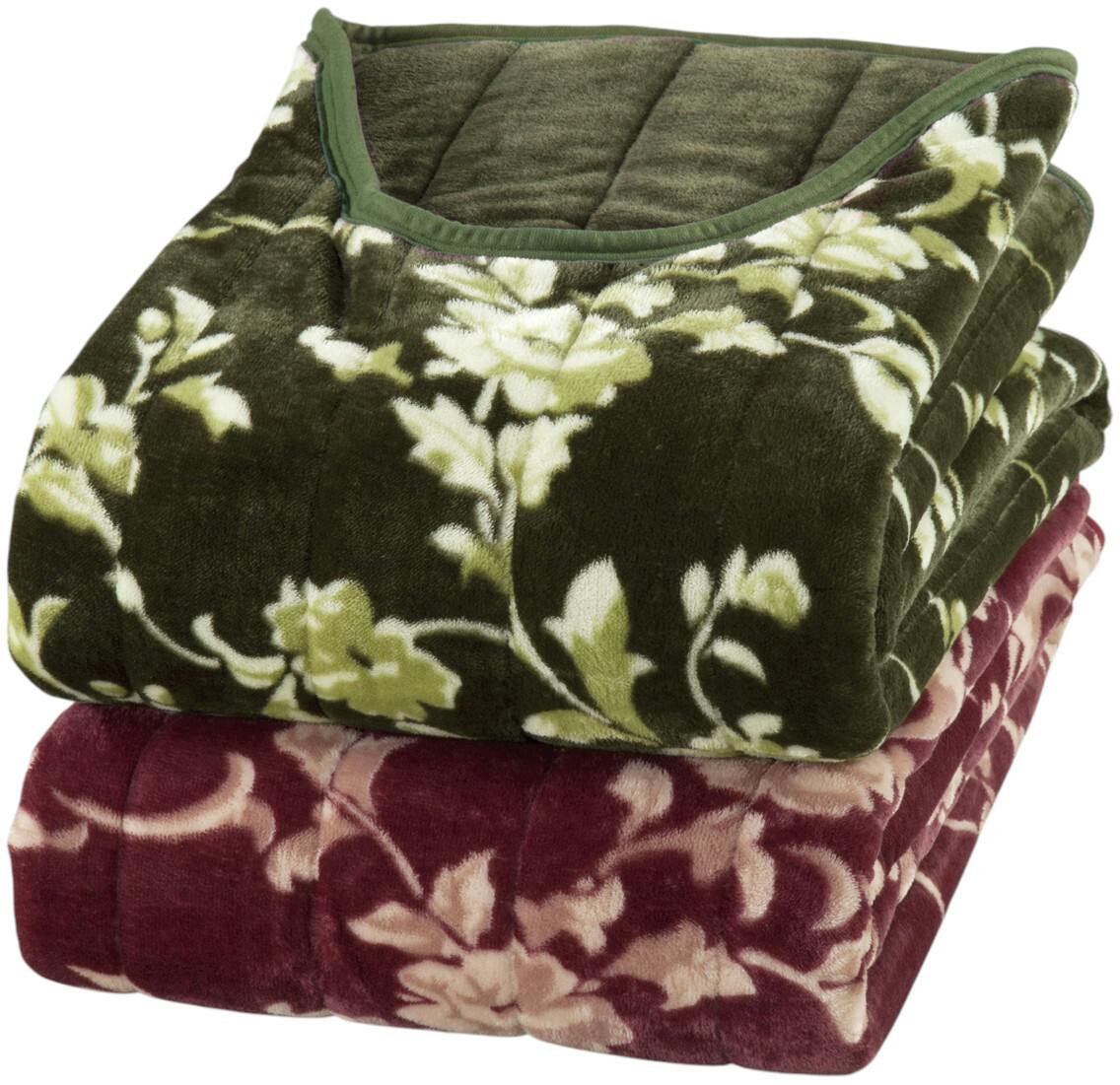 テイジン（R）ウォーマル（R）使用マイヤー2枚合わせくりえり毛布 2色組 ブラウン・グリーン 【送料込み】 ＃4544899121287 flife