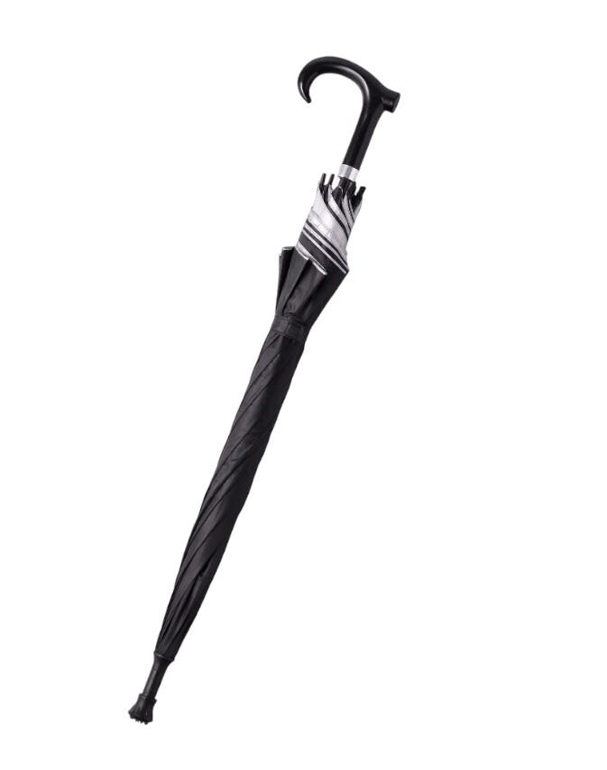 晴雨兼用ステッキ傘 黒 【送料込み】 ＃4580600366554 flife