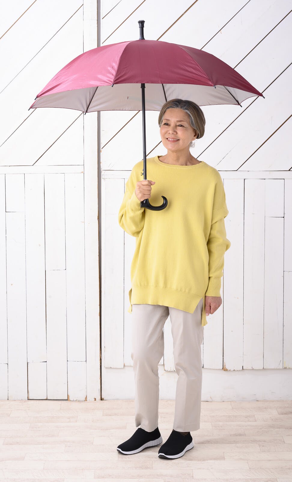 晴雨兼用ステッキ傘 赤 【送料込み】 ＃4580600366561 flife