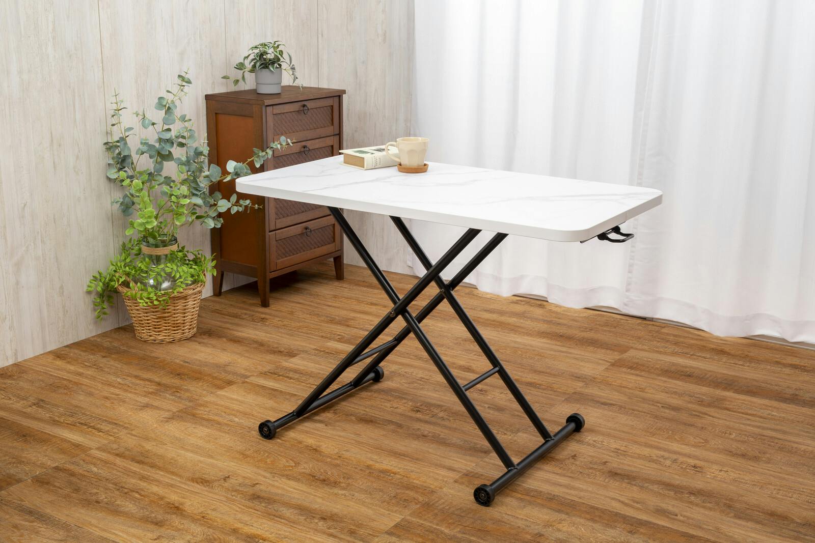 らくらく昇降式フリーテーブル 大理石調 【送料込み】 ＃4589978106120