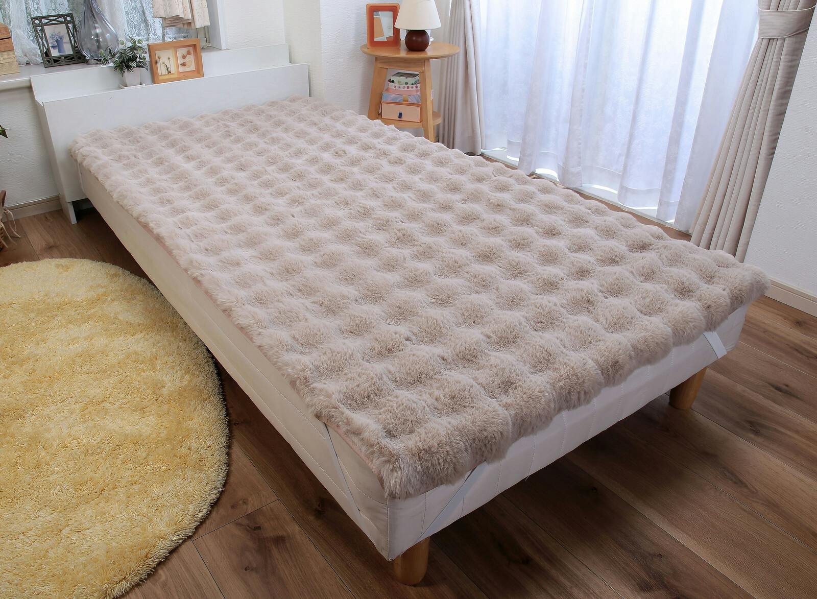 ミンク調ふわふわ敷パッド シングル ベージュ 【送料込み】 ＃4589978833583 flife