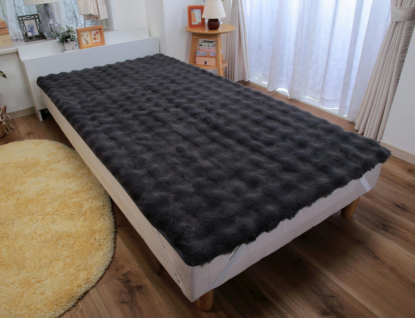 ミンク調ふわふわ敷パッド ダブル グレー 【送料込み】 ＃4589978833590 flife