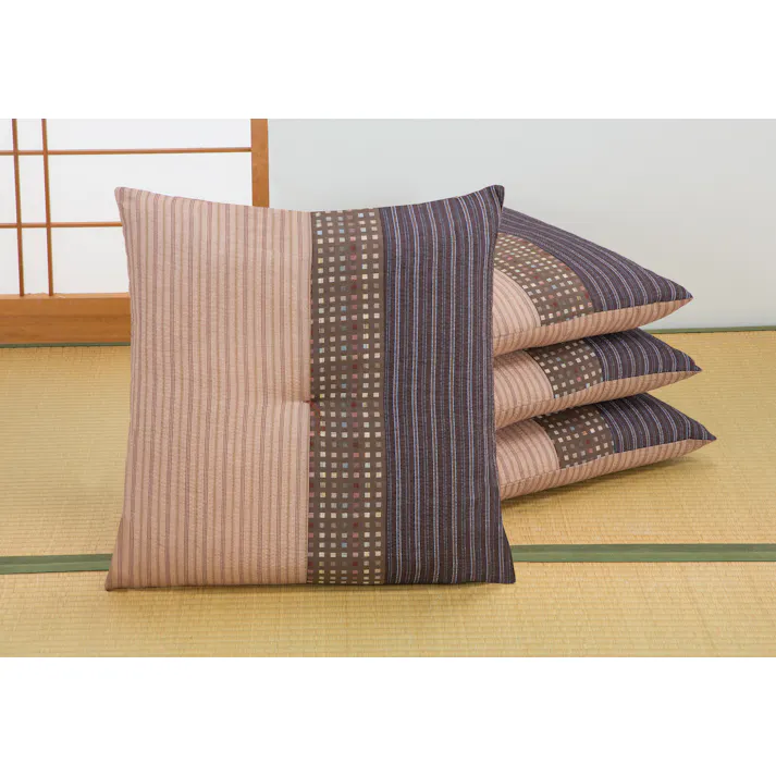 日本製 銘仙判座布団 同色4枚組 ゆかり ブラウン 【送料込み】 #4589978833620 flife