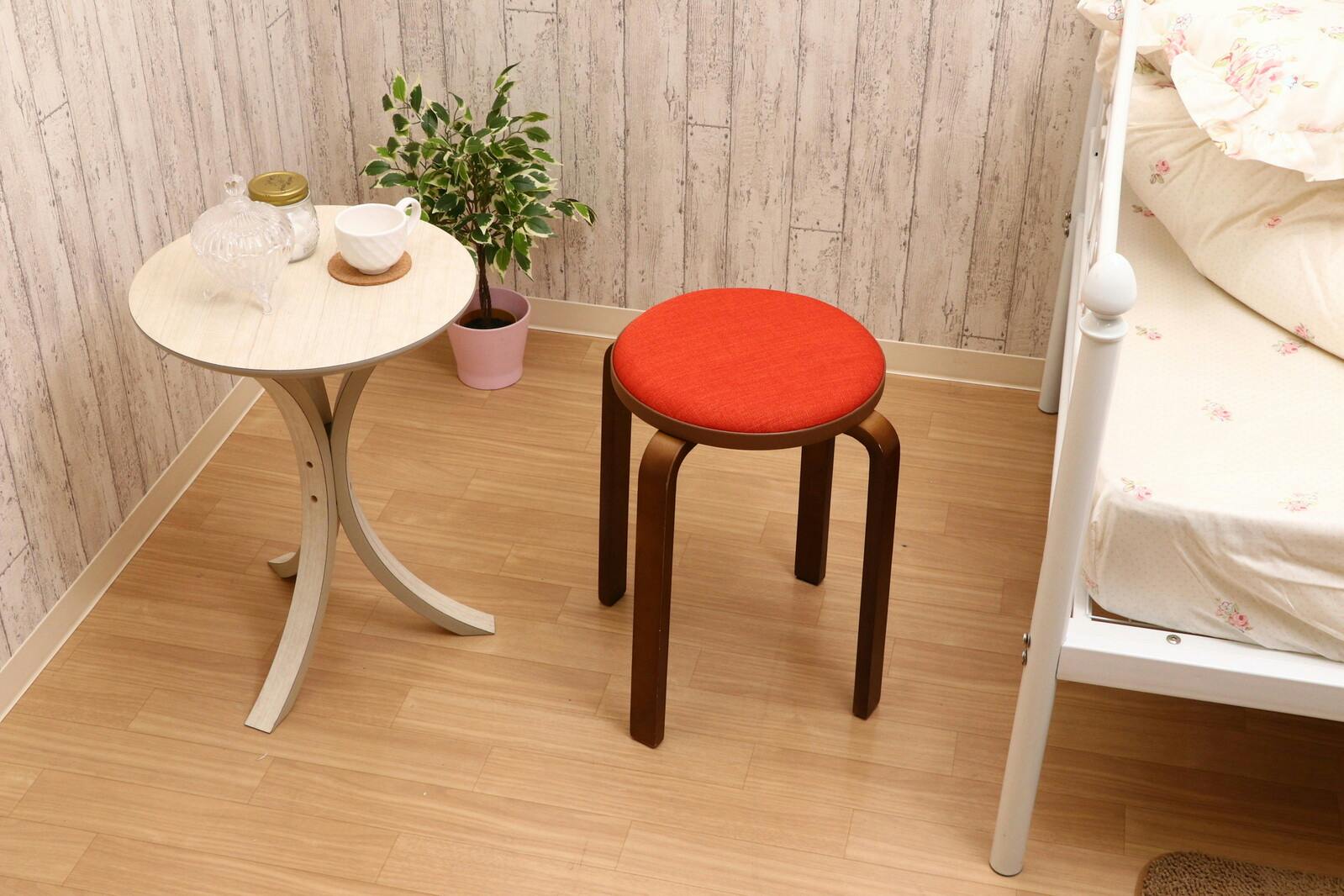 布張り曲木スツール 同色4脚組 オレンジ 【送料込み】 #4589978833644 布張り曲木スツール 同色4脚組 オレンジ 【送料込み】 #4589978833644