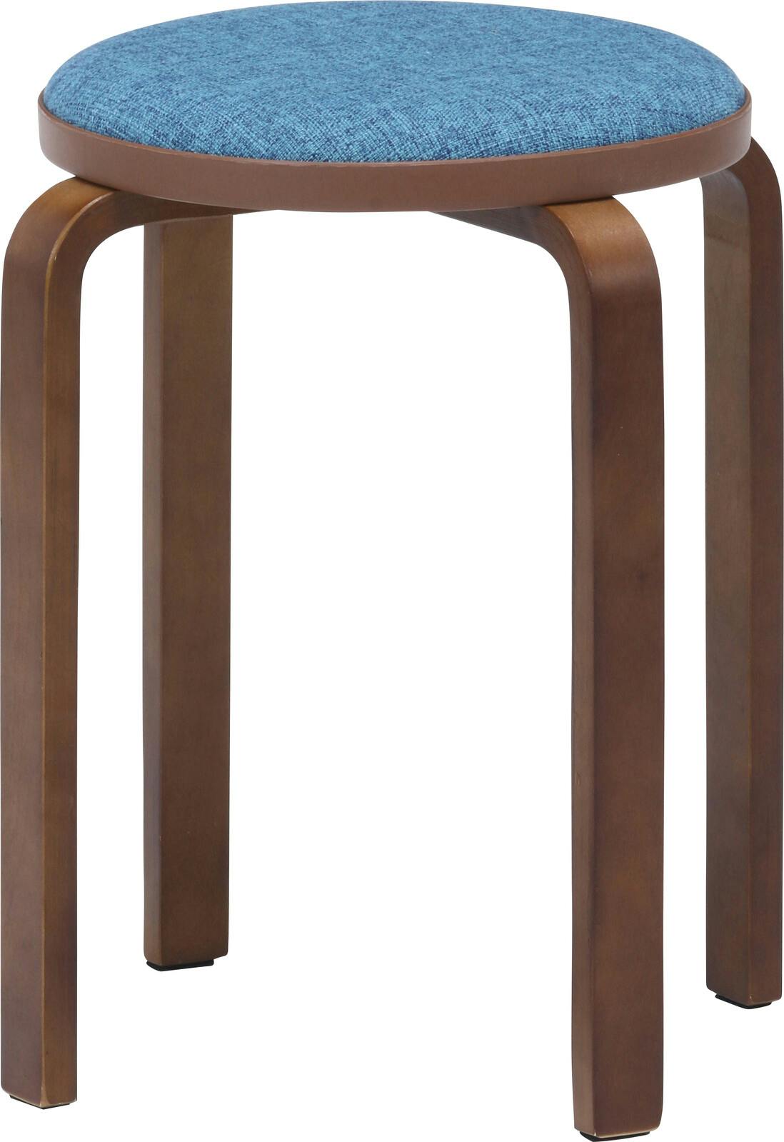 布張り曲木スツール 同色4脚組 ブルー 【送料込み】 ＃4589978833651