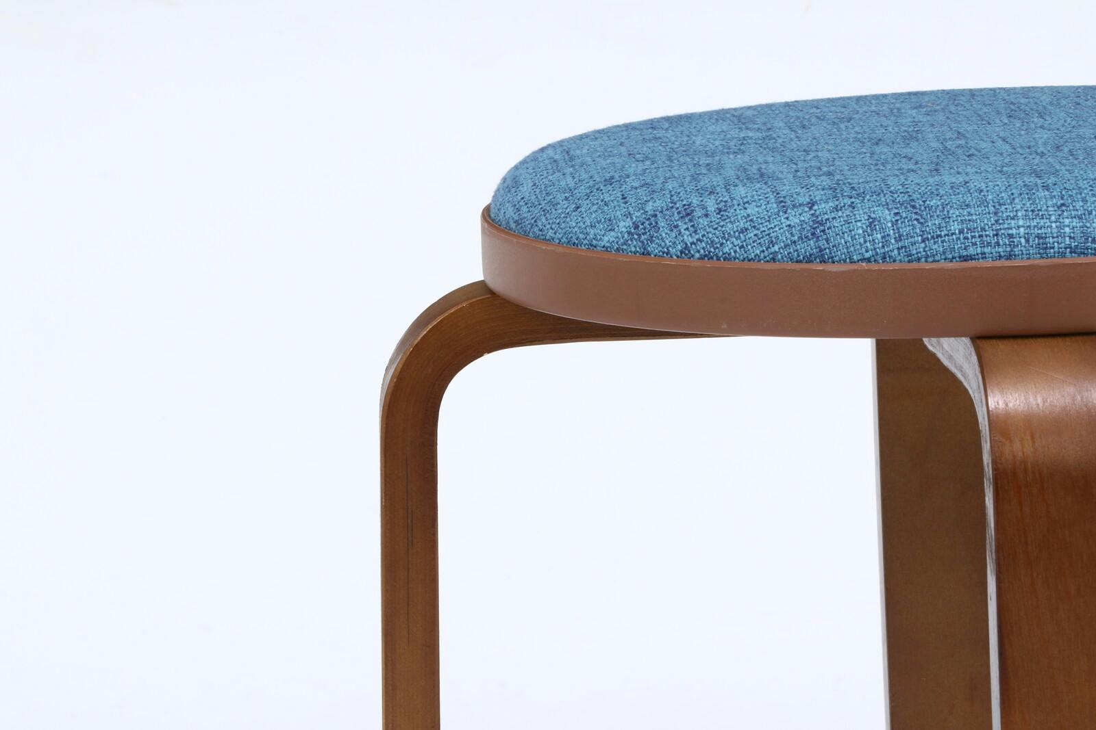 布張り曲木スツール 同色4脚組 ブルー 【送料込み】 ＃4589978833651