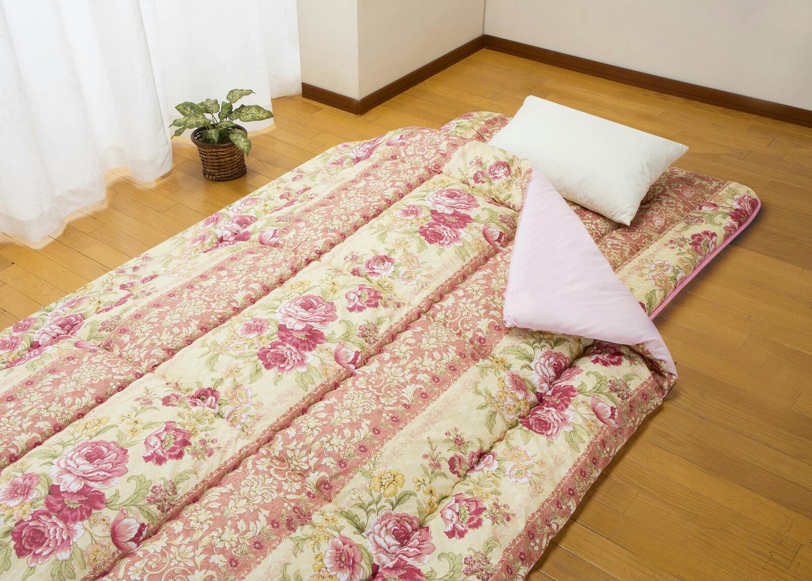 フランス産 羊毛混掛敷布団セット シングル ピンク 【送料込み】 ＃4589978833668 flife