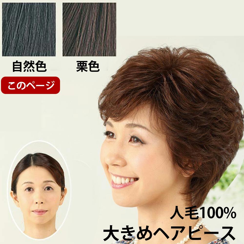 人毛100%大きめヘアピース 自然色 【送料込み】 ＃4589978834603 flife