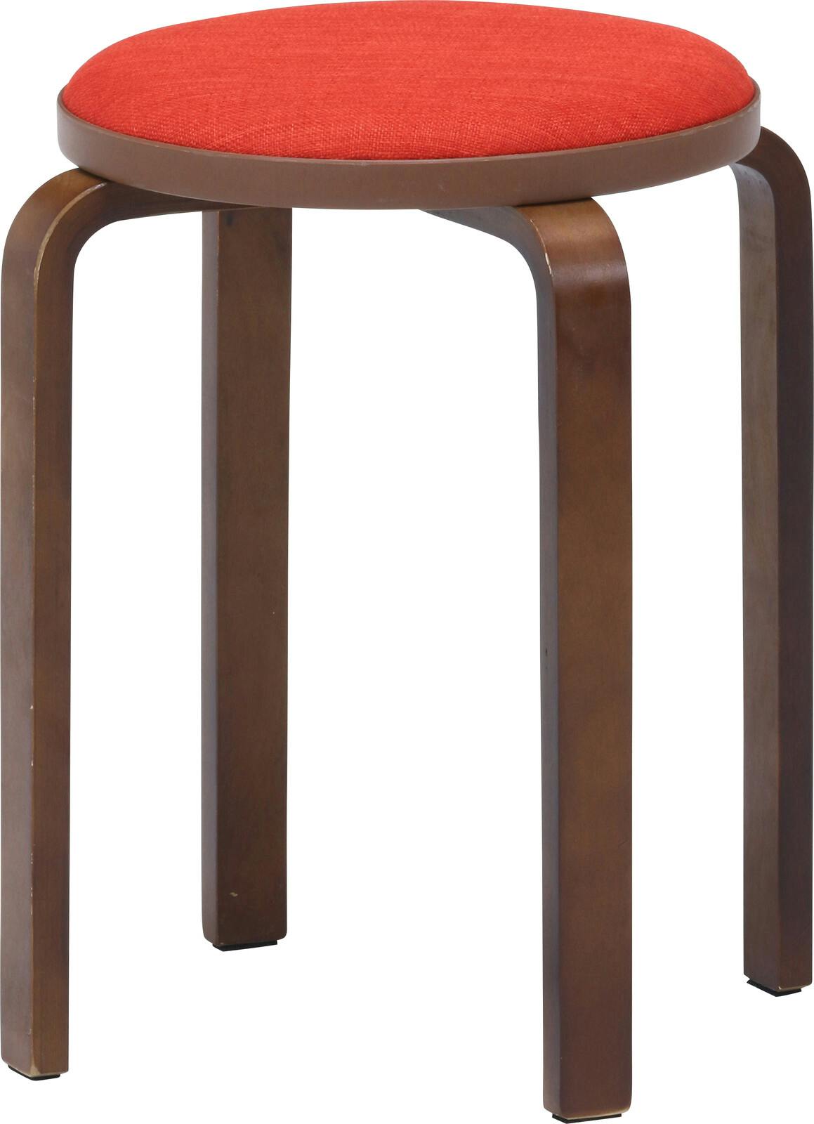 布張り曲木スツール 同色2脚組 オレンジ 【送料込み】 ＃4953980145468