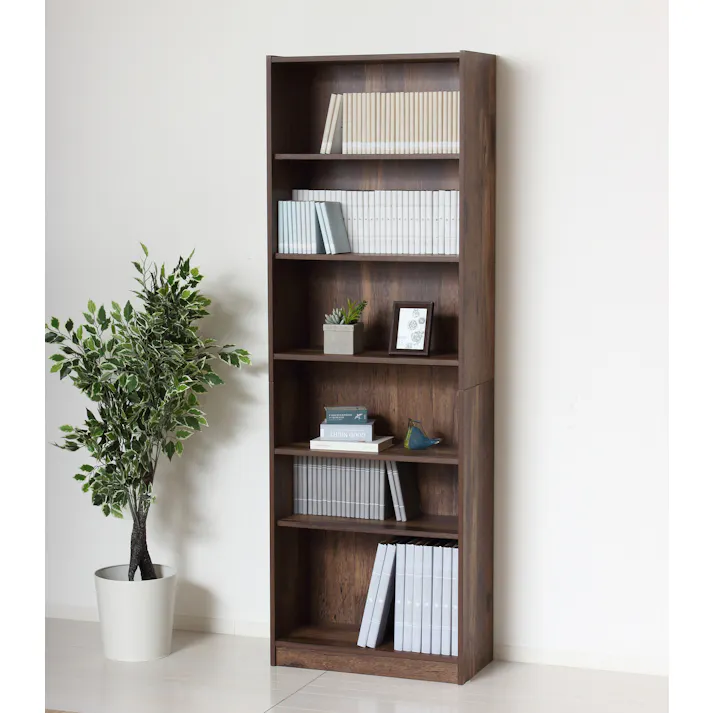 らくらく組立 大容量書棚 60cm幅 ダークブラウン 【送料込み】 #4954877255062 flife