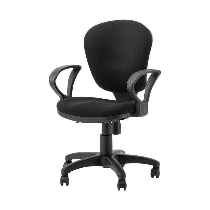 オフィスチェア コンパクト 高さ調節 キャスター付き デスクチェア ロッキング ワークチェア 布張り