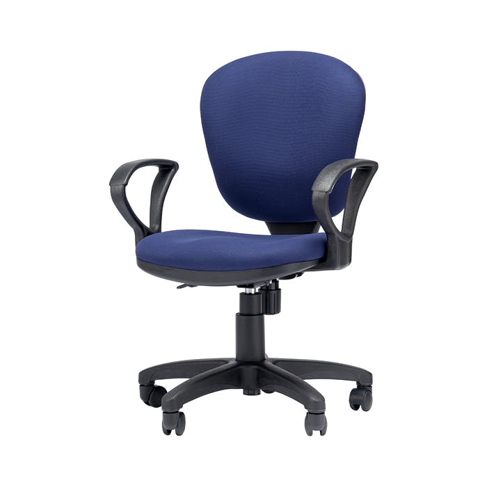 オフィスチェア コンパクト 高さ調節 キャスター付き デスクチェア ロッキング ワークチェア 布張り