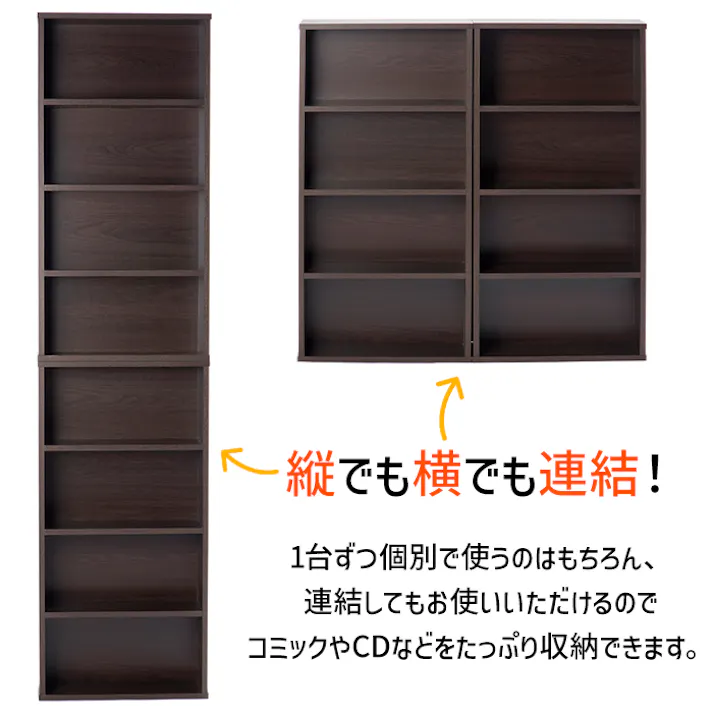 本棚 スリム コミックラック 薄型 4段 幅45cm 書棚 CDラック DVDラック 同色2個セット