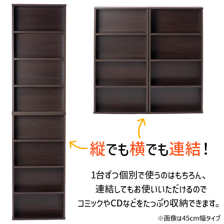 本棚 スリム コミックラック 薄型 4段 幅60cm 書棚 CDラック DVDラック 同色2個セット