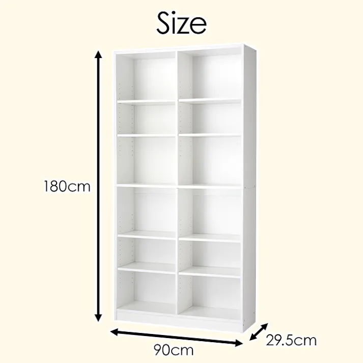 本棚 大容量 書棚 木製 2列 6段 幅90cm 高さ180cm カラーボックス コミックラック 収納 棚