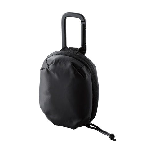 イヤホンケース ポリエステル 撥水 180度開閉 Sサイズ ブラック