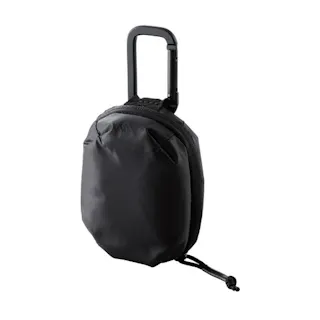 イヤホンケース ポリエステル 撥水 180度開閉 Sサイズ ブラック