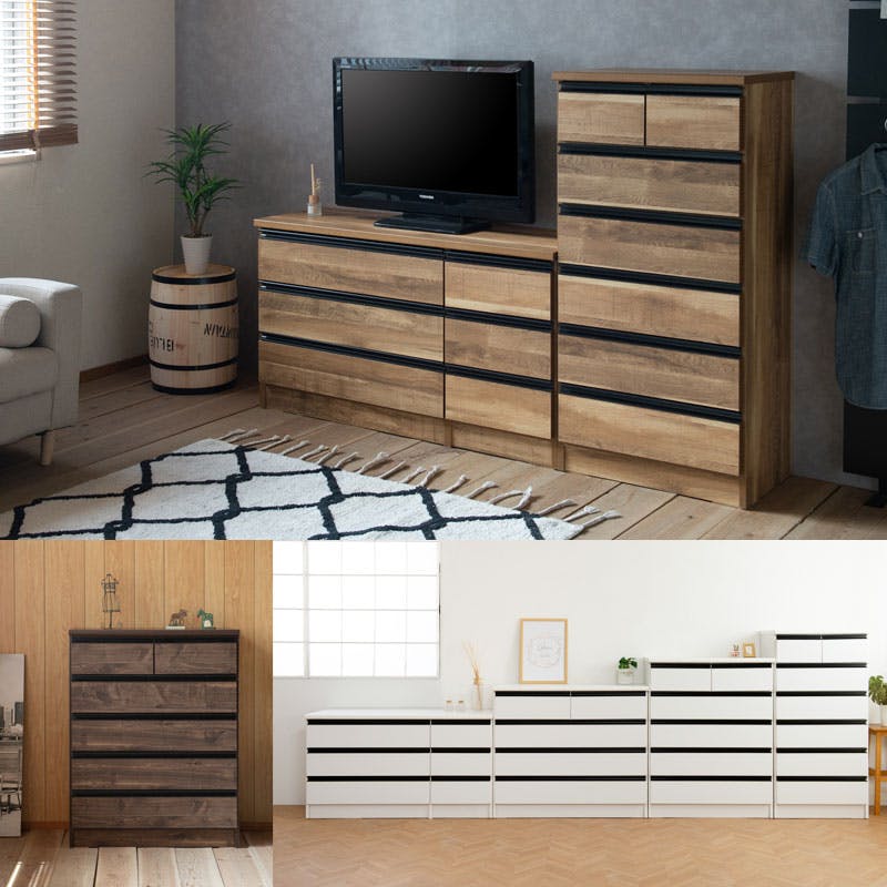 【BRASH】シリーズ　全段スライドレール付コンプリートチェスト 国産 完成品 ハイチェスト ローチェスト 幅120 3段 タンス たんす 洋服タンス 大川家具 モダン 白 ホワイト ブラック おしゃれ 収納 整理タンス リビング 日本製 引き出し 箪笥