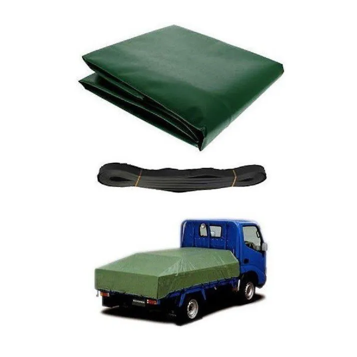 トラックシート グリーン 2号 2.1m×2.7m コードゴム4m×2本付き ダブルキャブ 荷台カバー 厚手 荷台シート