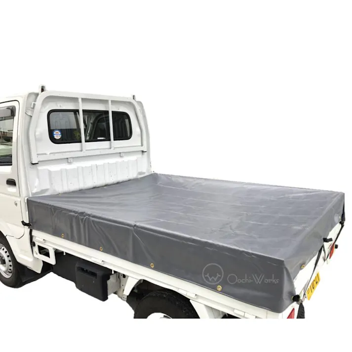 トラックシート グレー 1号 1.9m×2.1m コードゴム4m×2本付き 軽トラック用 エステル帆布 軽トラシート 荷台シート