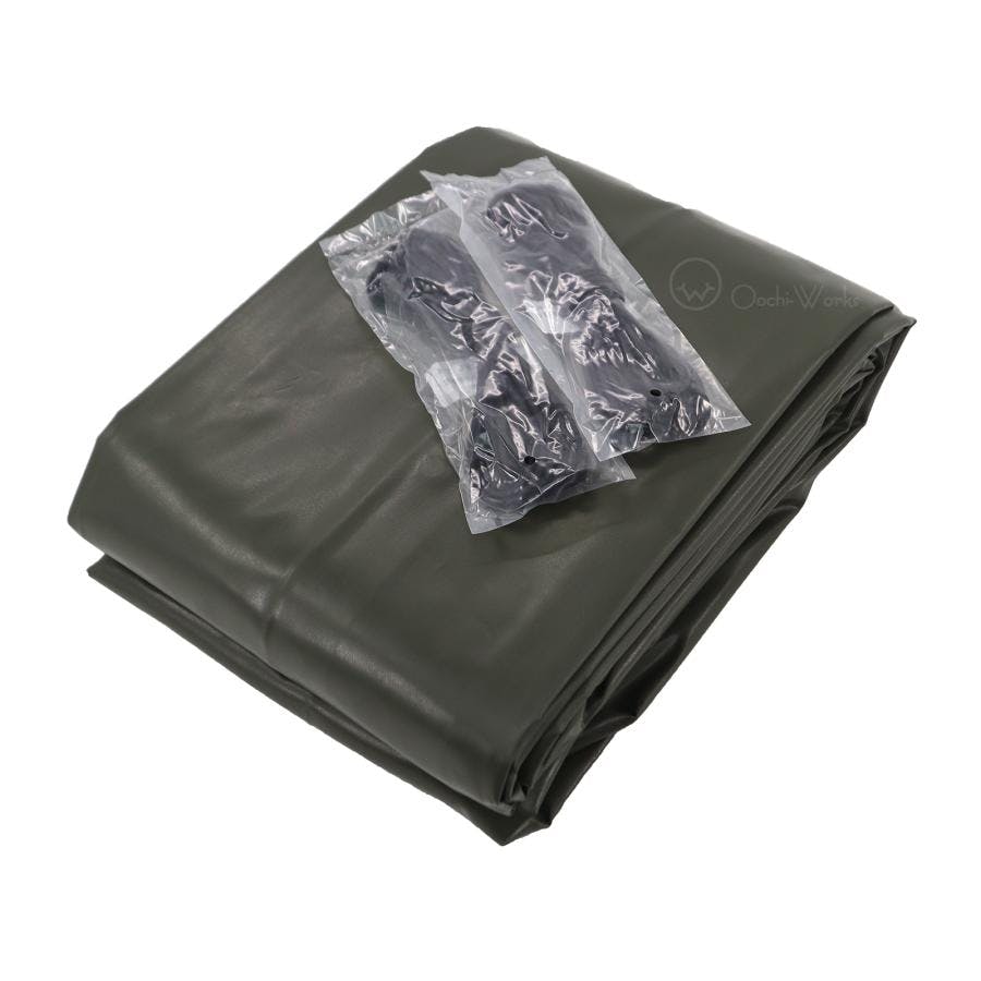 トラックシート OD 4号 2.66ｍ×4.6m コードゴム4ｍ×2本付き 国防色 エステル帆布 2tロングトラック 荷台カバー 荷台シート