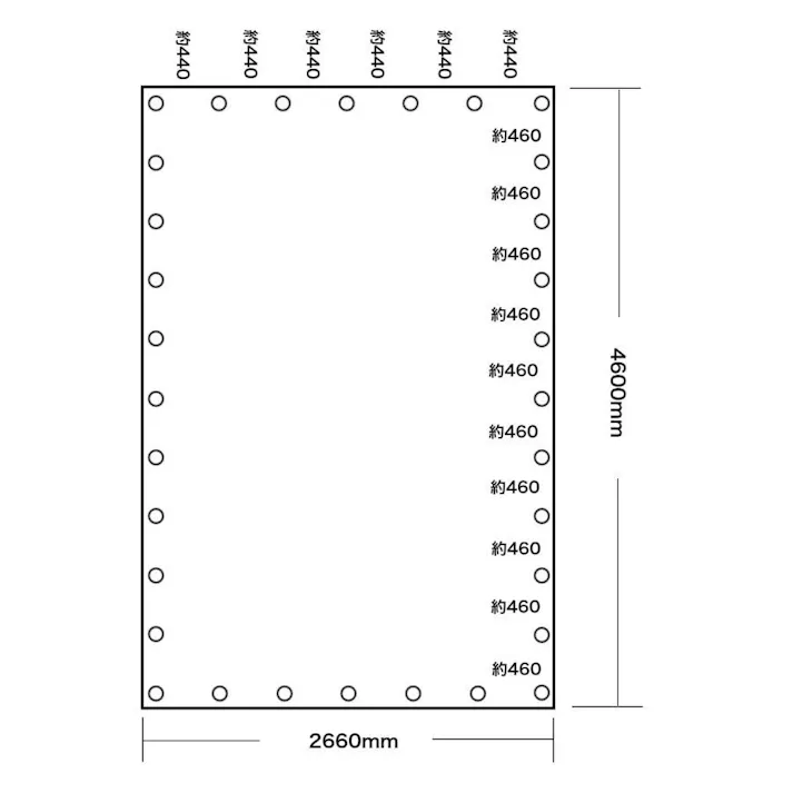 トラックシート グレー 4号 2.66m×4.6m コードゴム4m×2本付き エステル帆布 2tロングトラック 荷台カバー 荷台シート