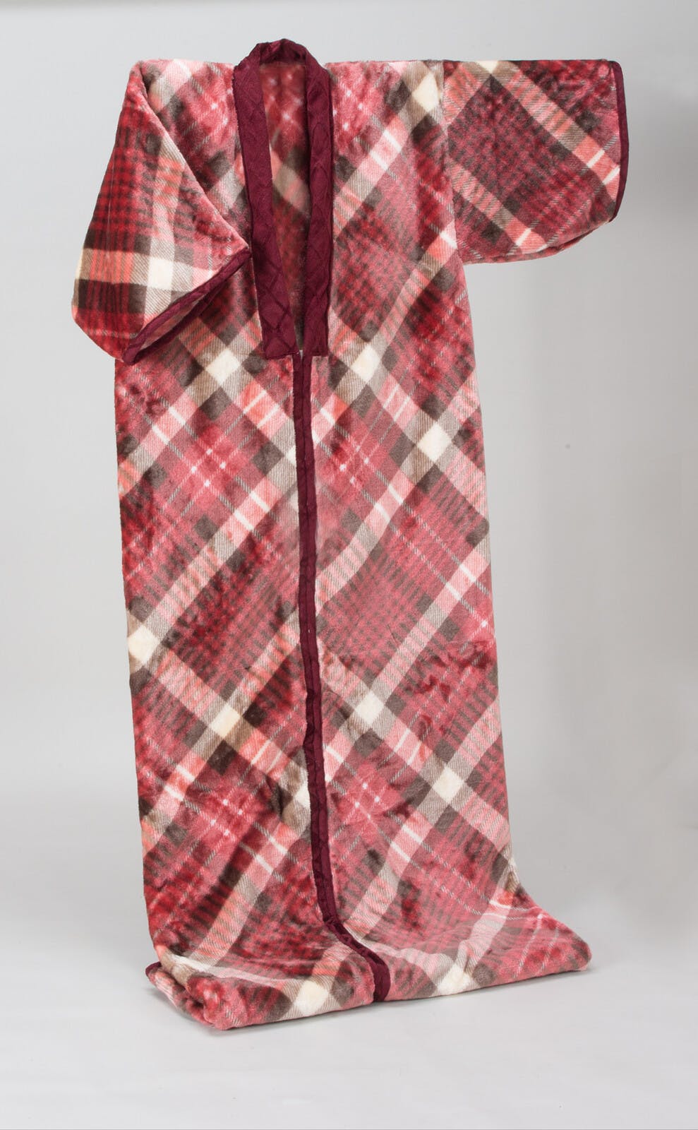 ニューマイヤー毛布かいまき チェック柄 【1枚】【ワイン】 【送料込み】 ＃4589756180212 flife