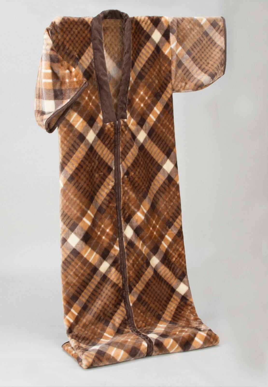 ニューマイヤー毛布かいまき チェック柄 【2色組】【ブラウン・ワイン】 【送料込み】 ＃4589756180229 flife