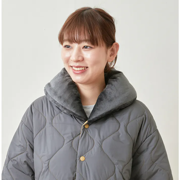 発熱+保温の中綿 はんてん ロング丈 リバーシブルデザイン 速暖半天 すぐぽか【コーラルピンク S~M】防寒 3層構造ですぐに暖か 丸洗いOK テイジン【送料込み】 #4995296003469 flife