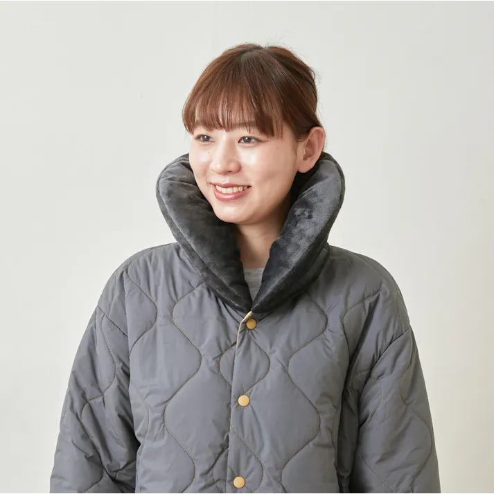 発熱+保温の中綿 はんてん ロング丈 リバーシブルデザイン 速暖半天 すぐぽか【コーラルピンク L~LL】 防寒 3層構造ですぐに暖か 丸洗いOK テイジン【送料込み】 #4995296003476 flife
