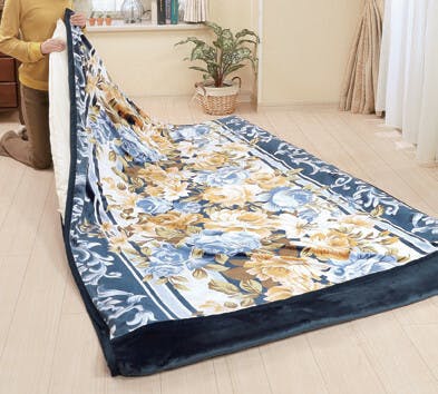 掛布団カバーになる衿付きマイヤー2枚合わせ毛布  【1枚】【ブルー】 ※商品は毛布のみです。敷布団等寝具は含まれません 【送料込み】 ＃4580198813799 flife