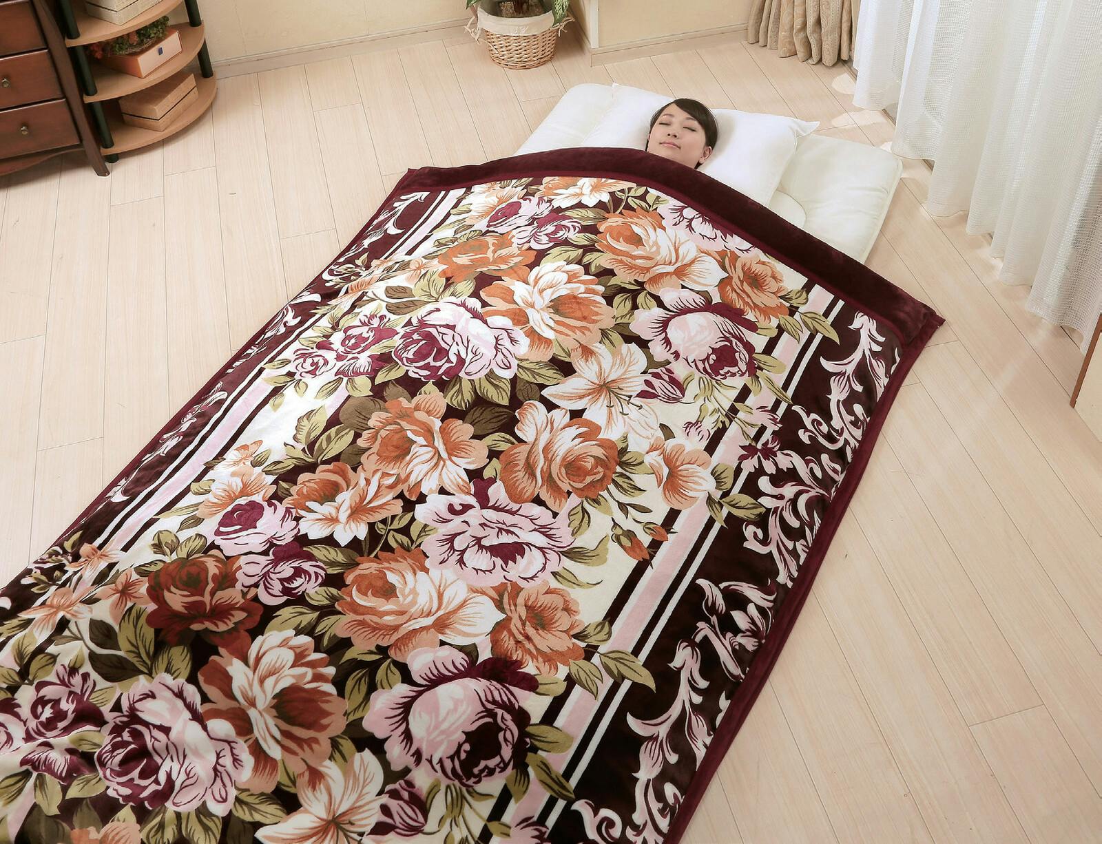 掛布団カバーになる衿付きマイヤー2枚合わせ毛布  【2色組】【ブルー＋ワイン】 ※商品は毛布のみです。敷布団等寝具は含まれません 【送料込み】 ＃4589756180397 flife