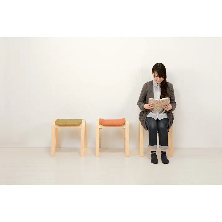 木製スタッキングスツール 【同色2脚組】【オレンジ】 【送料込み】 #4934257210737 flife