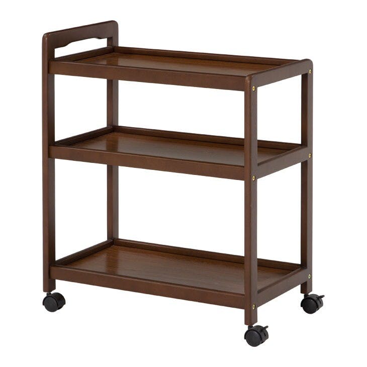 天然木キッチンワゴン 【ブラウン】 【送料込み】 ＃4934257291026