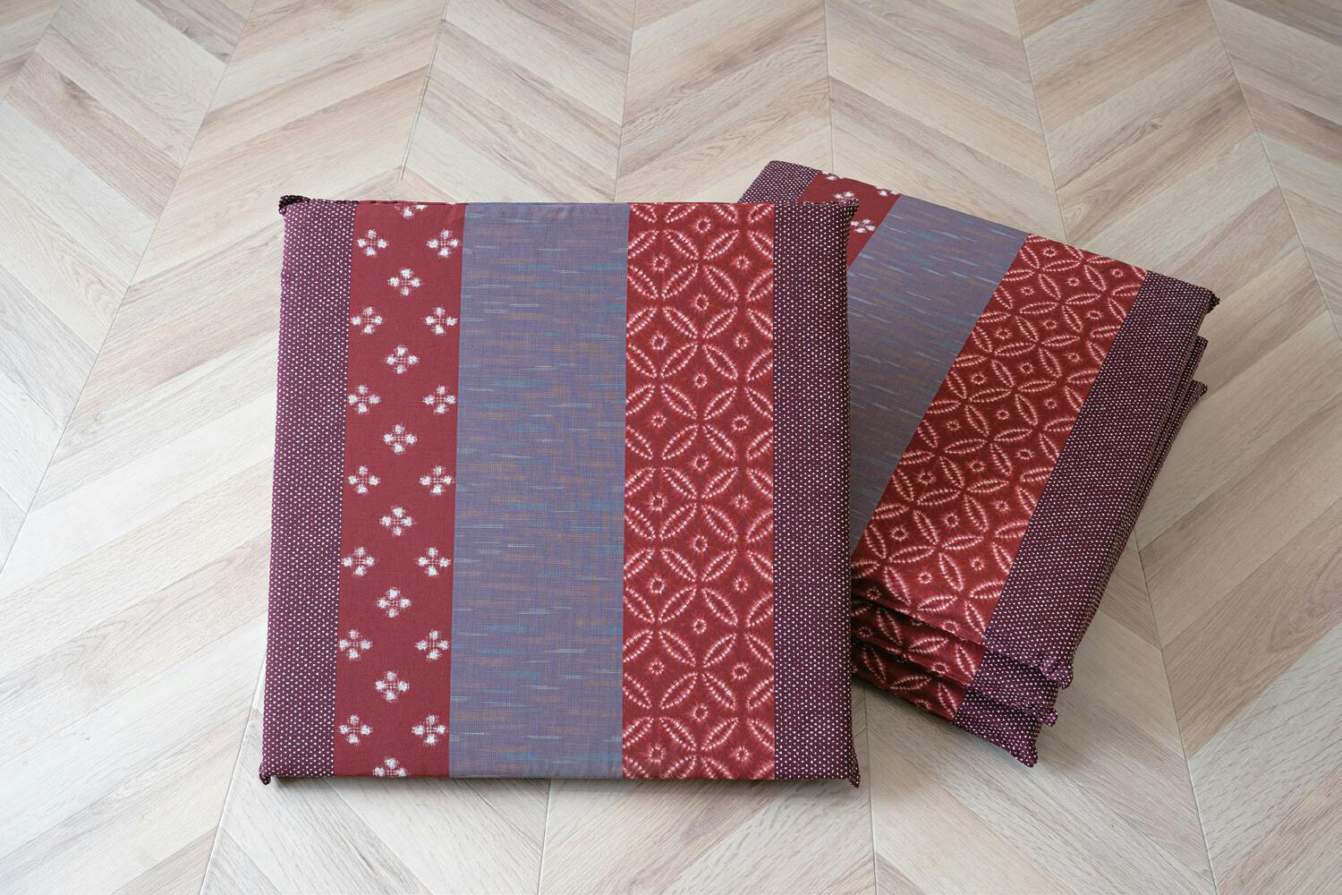 日本製 型崩れしにくい固綿座布団 【同色4枚組】【エンジ】 【送料込み】 ＃a3010330 flife