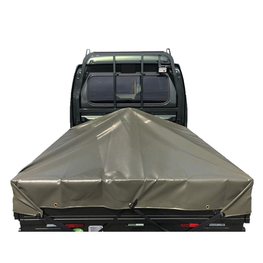 スーパーキャリイシート スロープ型 シート単品 OD 国防色 (前部)2.0ｍ・(後部)1.9ｍ×(長さ)1.7ｍ コードゴム4ｍ×2本付き 台形シート