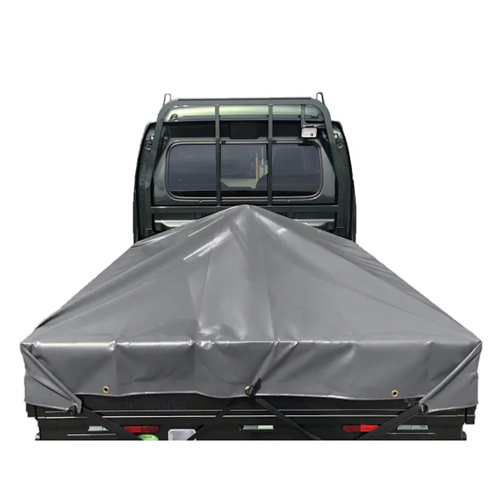 スーパーキャリイシート スロープ型 シート単品 グレー (前部)2.0m・(後部)1.9m×(長さ)1.7m コードゴム4m×2本付き 台形シート