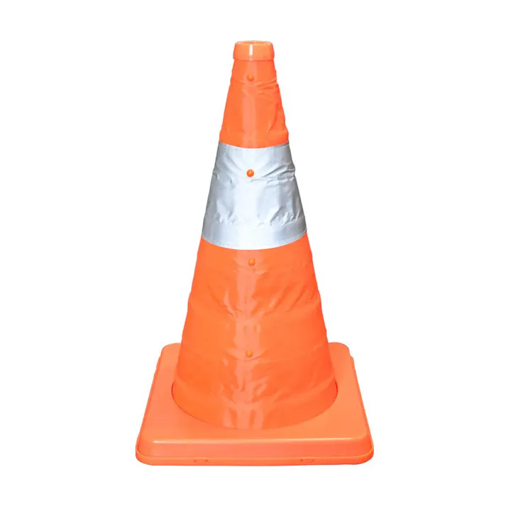 伸縮式カラーコーン 2個セット 高さ41cm 折り畳み三角コーン オレンジ