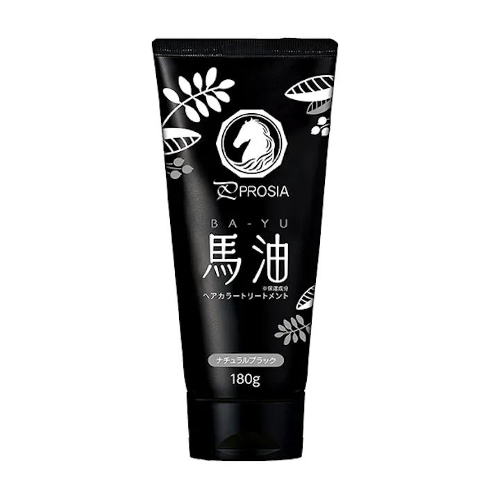 【プロシア 馬油ヘアカラートリートメント ナチュラルブラック】 ちあふる 国産馬油で傷んだ髪を補修しながら白髪染め!週1〜2回、5分で自然にカラーリング 15種の保湿成分配合 艶やかな髪色へ ダメージケア 日本製 JAN:4989409099449