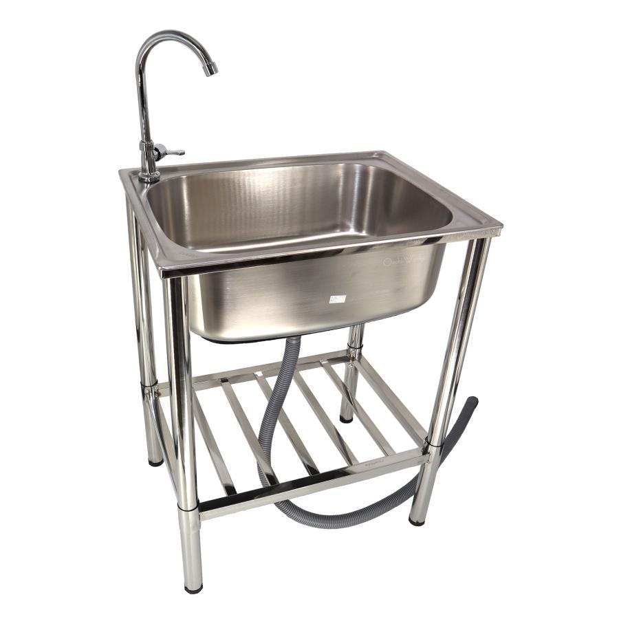 ステンレス流し台 OW-S600 深型シンク W600×D450 レバー式水栓 ガーデンシンク 【送料無料】