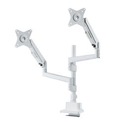 モニターアーム(デュアル・ガススプリング式・支柱タイプ・ホワイト
