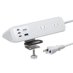 クランプ固定式タップ(AC4個口＋USB-C×3＋USB-A×1・PD65W・ホワイト)