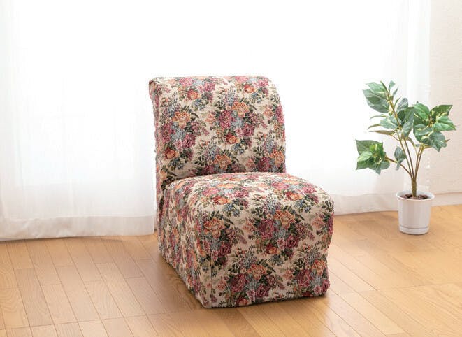 日本製 タテヨコ伸縮ソファカバー ブーケ柄   【肘無し】【1人掛用】 ※カバーのみ。ソファは含まれません 【送料込み】 ＃4512338954703 flife