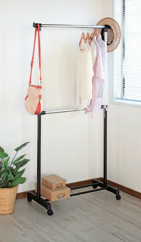 伸縮式頑丈2段ハンガー   ハンガーポール 【送料込み】 ＃4560243378091 flife