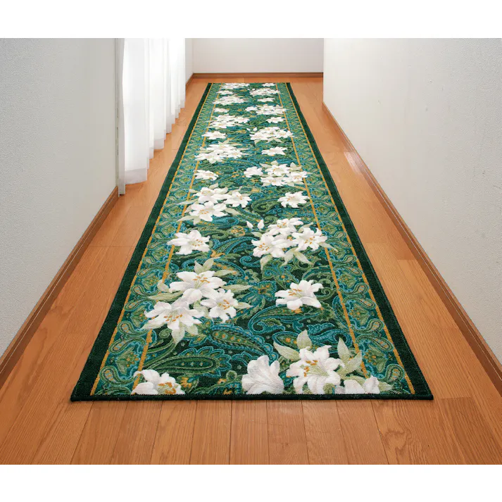 抗菌・防臭加工ゆり柄廊下敷 【80×120cm】【グリーン】 【送料込み】 #4589978806945 flife
