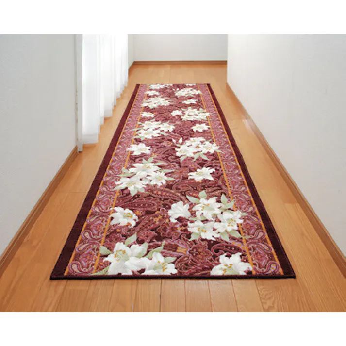 抗菌・防臭加工ゆり柄廊下敷 【80×240cm】【エンジ】 【送料込み】 #4589978807010 flife