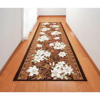 抗菌・防臭加工ゆり柄廊下敷 【65×180cm】【ブラウン】 【送料込み】 #4589978807225 flife